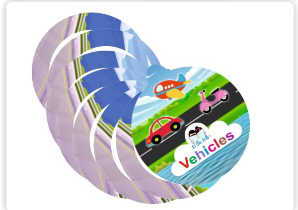 Kit 3- Set Of 4 Round Velcro Activity Books ( Opposites/ Flags And Currencies/ Vehicles/ Bodyparts) - Image 3