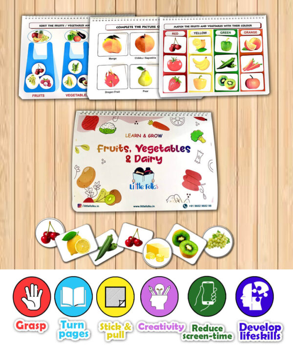 Velcro Activity Book Fruits Vegetables and Dairy - Image 4