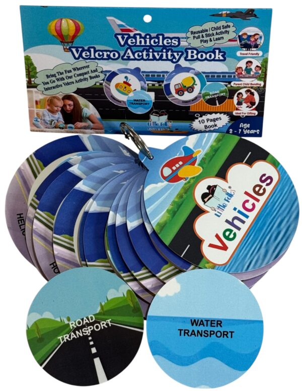 Littlefolks set of 4 Velcro Activity Book-Animal-home/vehicles/opposites/bodyparts|Pull and stick reusable activity set|Montessori Toy-Age 1-5 years - Image 2