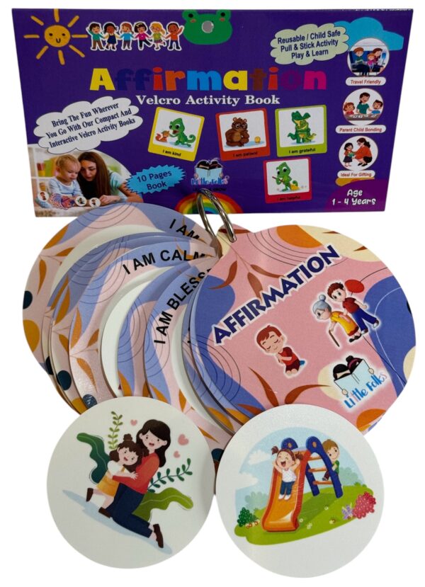 Littlefolks Set of 4 Round Velcro Activity Book -Animals/Fruits/Emotions/Affirmations-Early Learning Tool| Montessori Busy Book Age 1-5 years - Image 6