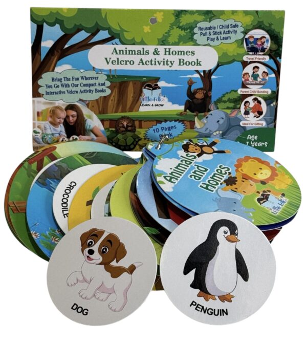 Littlefolks set of 4 Velcro Activity Book-Animal-home/vehicles/opposites/bodyparts|Pull and stick reusable activity set|Montessori Toy-Age 1-5 years - Image 6